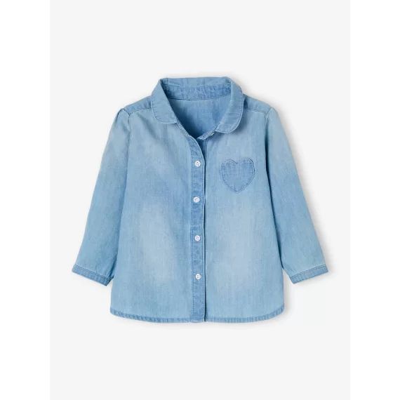 Chemise en jean délavé bébé fille personnalisable denim bleached