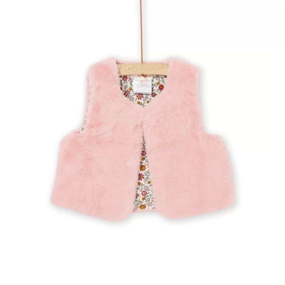 Gilet Sans Manches Fausse Fourure – Rose