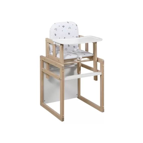 Chaise haute 2 en 1 Tik Tak blanche et bois