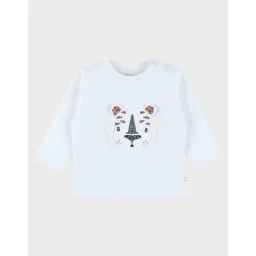 T-shirt Manches Longues Brodé En Coton Blanc