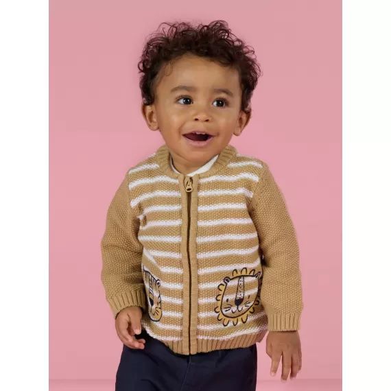 Gilet À Imprimé À Rayures – Beige