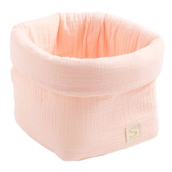 Panière De Rangement En Double Gaze De Coton Rose