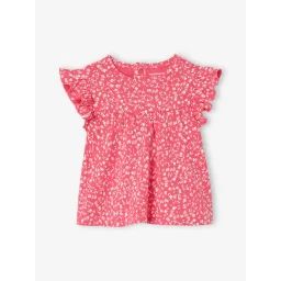 T-shirt manches volantées bébé fuchsia