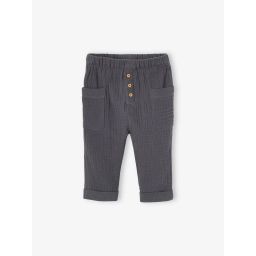 Pantalon bébé en gaze de coton anthracite