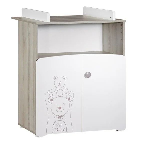 Commode à langer 2 portes 97x76x66cm en bois blanc blanc
