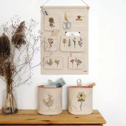 Panier de rangement à suspendre – FLORA- Lot de 2 beige