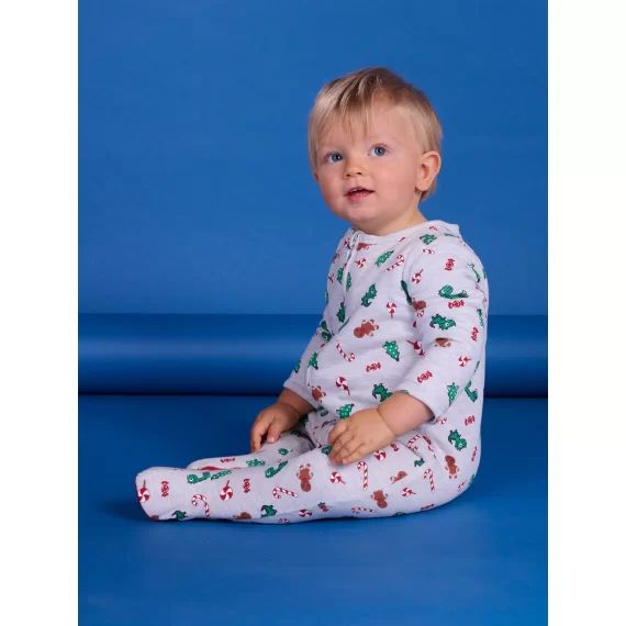 Grenouillère À Imprimé Noël Et Dragons – Gris