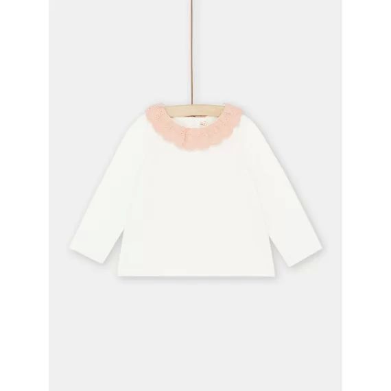 Brassière Écrue À Col Rose Bébé Fille