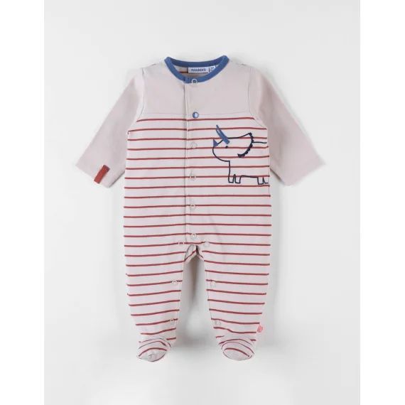 Pyjama 1 Pièce Rhinocéros En Jersey Bleu