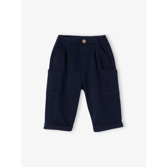 Pantalon chino en flanelle bébé marine