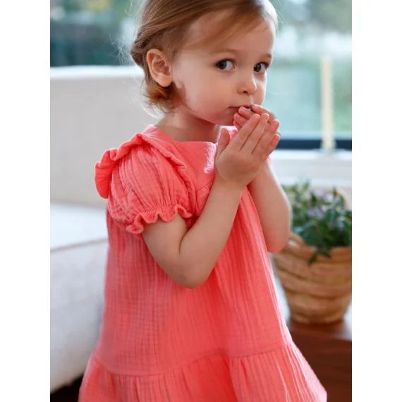 Robe en gaze de coton bébé corail