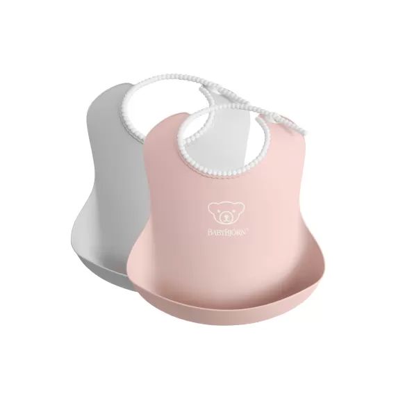 Bavoir, lot de 2 – Gris/Rose pastel