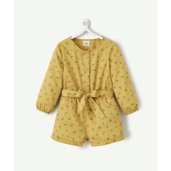Combi-short bébé fille jaune avec imprimé fleuri –  – Soldes