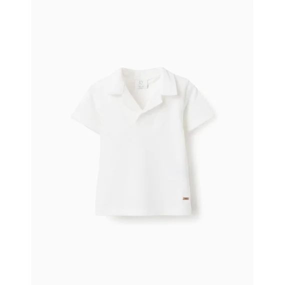 T-shirt En Piqué De Coton Blanc