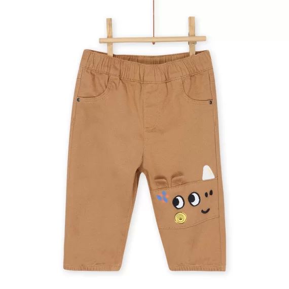 Pantalon Marron À Motif Rhinocéros