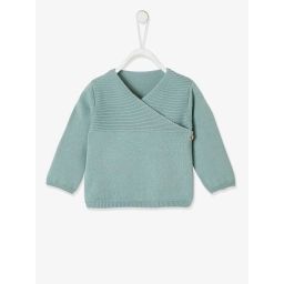 Brassière bébé naissance en tricot de coton bio bleu pale