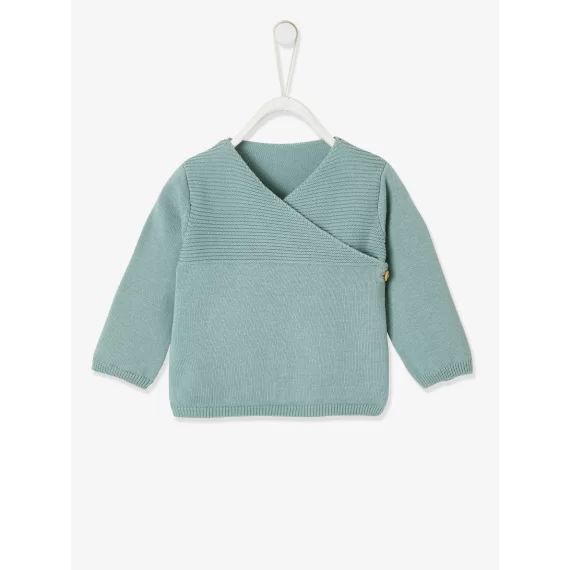 Brassière bébé naissance en tricot de coton bio bleu pale