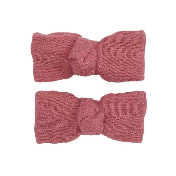 Lot de 2 barrettes noeuds marsala