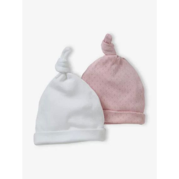Lot de 2 bonnets bébé rose pâle