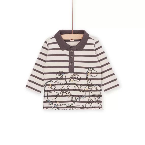 Polo À Imprimé Rayures – Gris