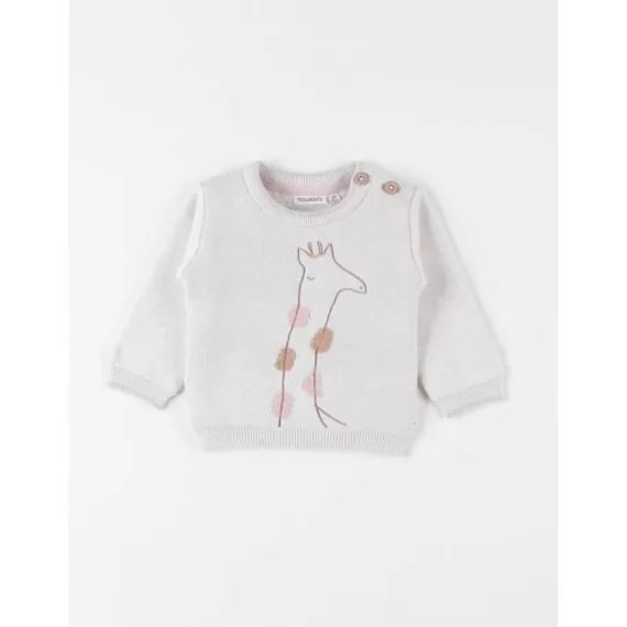 Pull girafe en tricot chiné beige