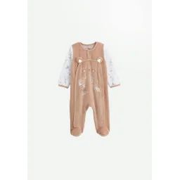 Pyjama Bébé En Velours Ouverture Pont Mini Loutre Beige