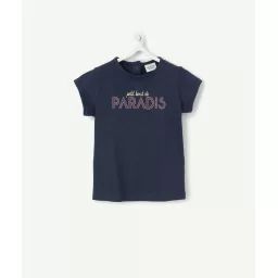 Le t-shirt bleu marine en coton biologique avec animation –  – Soldes