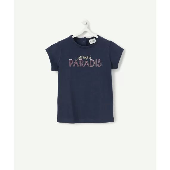 Le t-shirt bleu marine en coton biologique avec animation –  – Soldes