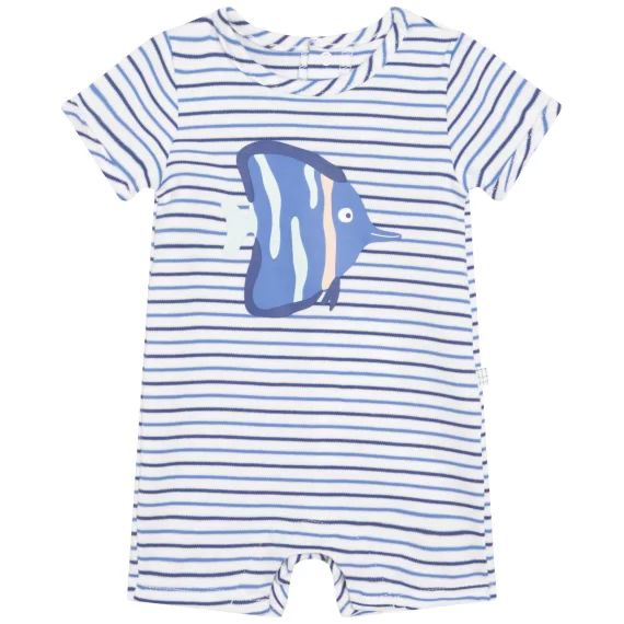 Combi-short rayé en coton Garçon Blanc