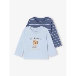 Lot de 2 T-shirts manches bébé bleu ciel