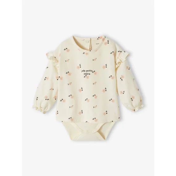 T-shirt body naissance manches longues en coton biologique écru