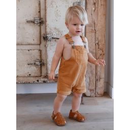 Salopette-short bébé bretelles ajustables caramel