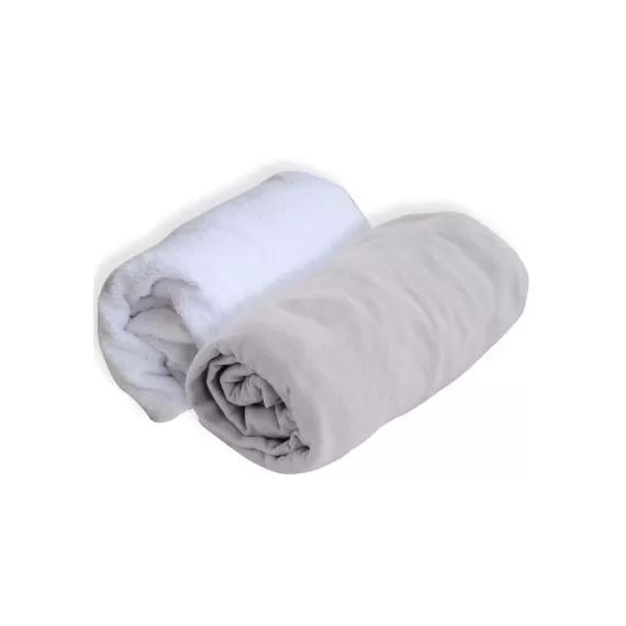 Lot alèse et drap housse gris perle (60 x 120 cm)