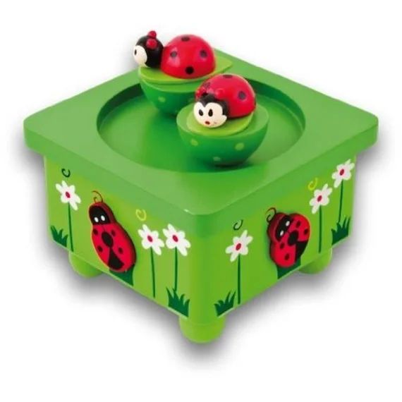 Boite à musique Ulysse Couleurs d&rsquo;Enfance – Coccinelle feuille – Jouet de premier âge vert