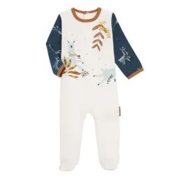 Pyjama bébé en molleton contenant du coton bio Ohana blanc