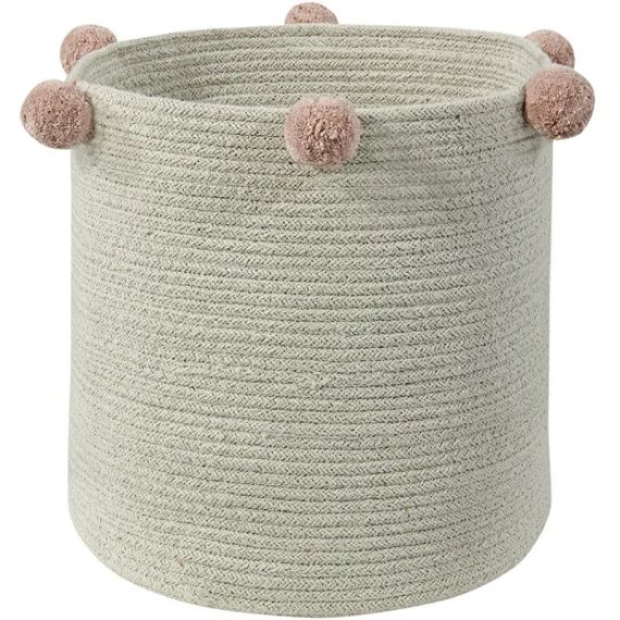 Panier de rangement Bubbly en coton naturel et rose nude (30 x 30 cm)