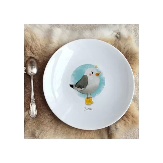 Assiette en porcelaine Mouette (personnalisable)