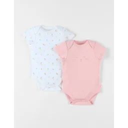 Set De 2 Bodies Fleuris Et Guépard En Coton Rose