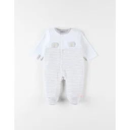 Pyjama 1 pièce rayé en velours beige