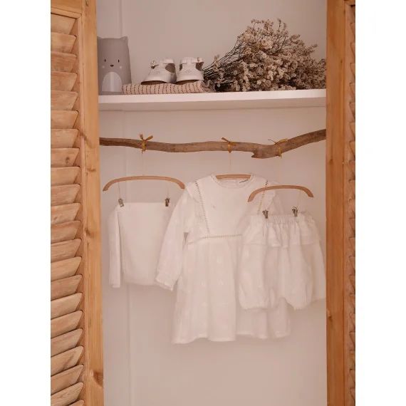Ensemble de cérémonie bébé : robe, bloomer et béguin blanc