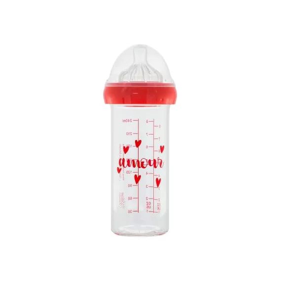 Biberon en verre anti colique Amour 240ml (personnalisable)