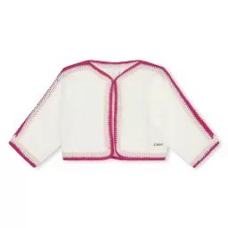 Cardigan avec détails crochet Fille Blanc
