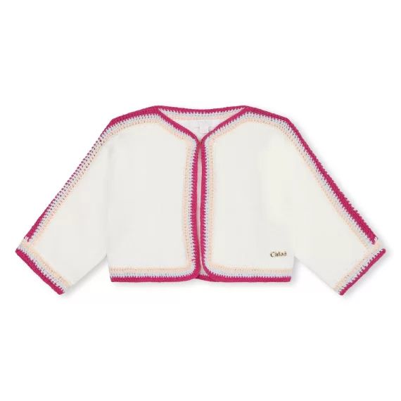 Cardigan avec détails crochet Fille Blanc