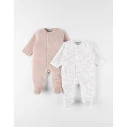 Set De 2 Pyjamas Dors-bien En Velours Beige