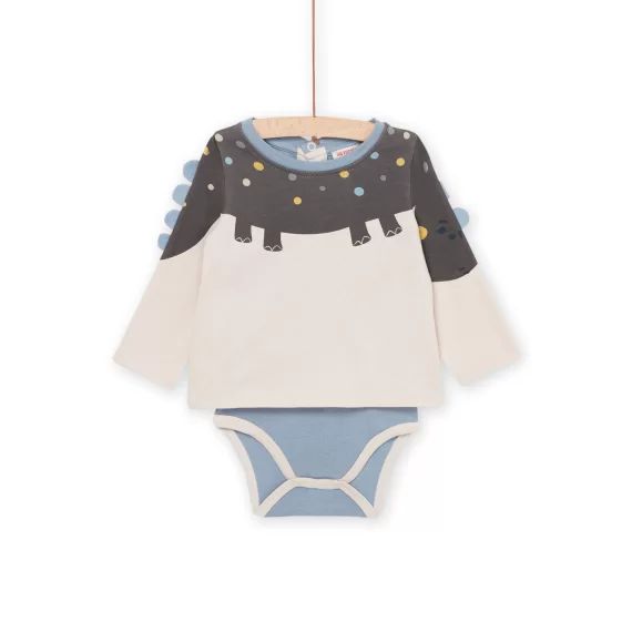 Body À Manches Longues À Animation Dinosaure 3d – Blanc