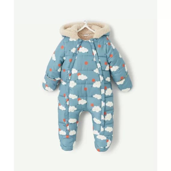 Combi-pilote bébé en rembourrage recyclé bleu imprimé nuages