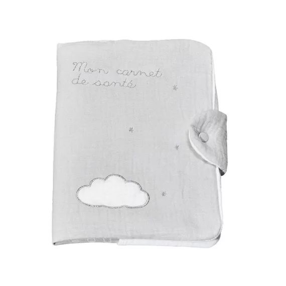Protège carnet de santé en coton gris