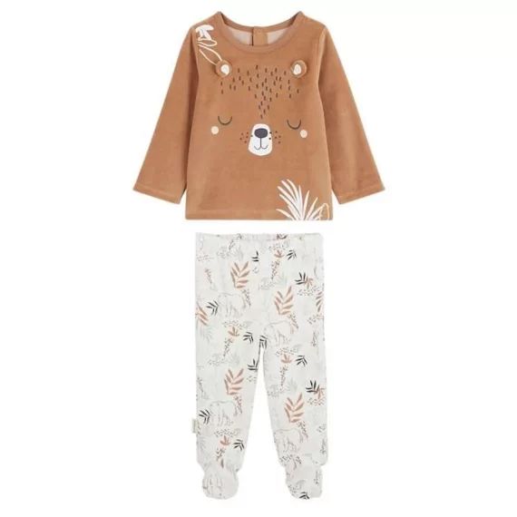 Pyjama bébé 2 pièces en velours Malo marron