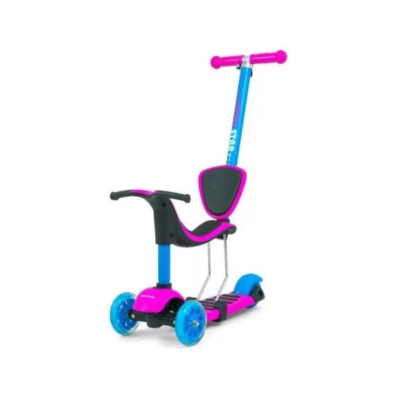 Milly Mally – Porteur/Scooter 3en1 LITTLE STAR Rose-Bleu bleu
