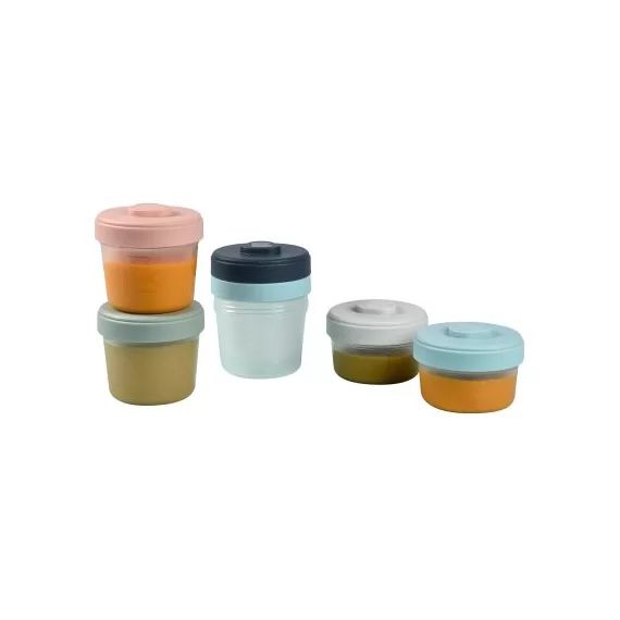 Lot de 6 pots de conservation bleu et rose (90 ml et 150 ml)